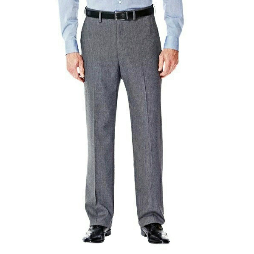 J.M. Haggar Mens Premium Stretch Classic Fit Flat Front Suit Pant Grey 42x32 NWT